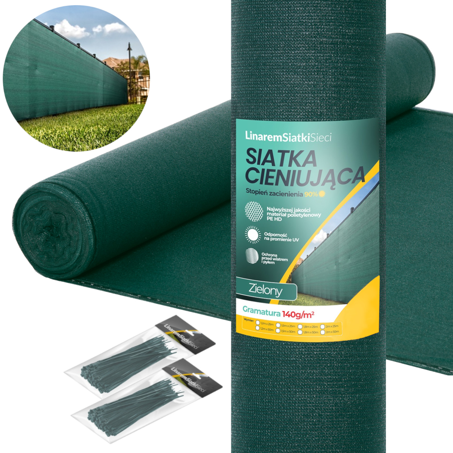Tienidlo sieťka 140g Linarem SiatkiNets zelená 1,5m x 50m